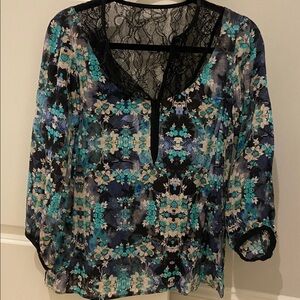 Nanette Lepore Black Lace Detail Top